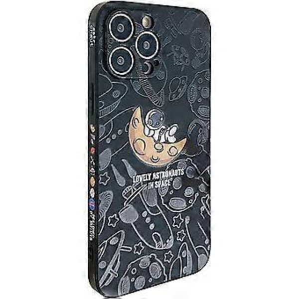 Kompatibel med iPhone 11 Pro Max Astronaut Fodral Kvinnor Flickor Enfärgad Sött Fodral Kameralins Fullständigt Skydd Mjukt Silikon Skyddsfodral för iPhon