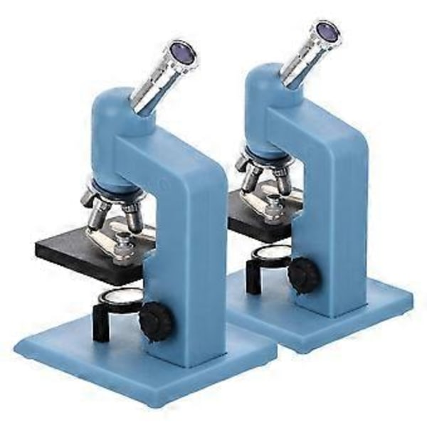2 st Miniatyr Mikroskop Plast Dockskåp Mini Laboratorieverktyg för Dockskåp Vetenskap Scen DIY Dockhus Kit för 1 : 12 Skala Dockskåp Blå