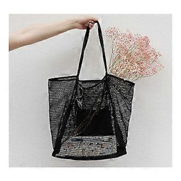 Strandtaske til kvinder, shopper tote med stor kapacitet til pool, svømning, rejser, ferie, letvægts, bærbar net skuldertaske