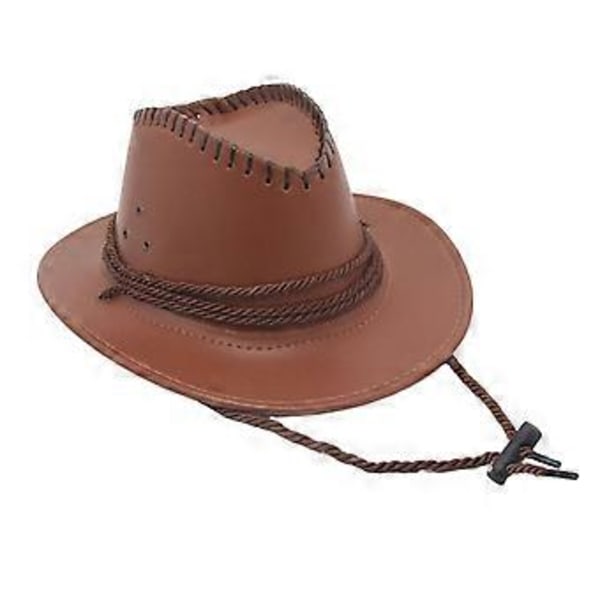 Läntinen Cowboy-hattu Aurinkohattu Nahkaa Pukutarvikkeisiin Loma Ulkoiluun Campingiin (khaki)