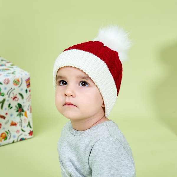 Julefest 2022 Barnestrikkede Varme Pompom Hat