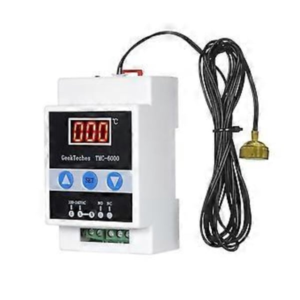 Termostat med termoelement och LED-display, digital temperaturkontroller, 2W vattentät sensortermostat ADC 110-240V