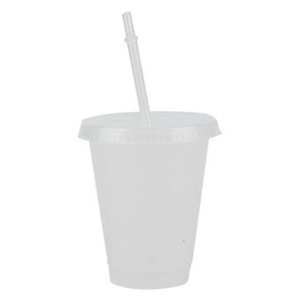 473/700ML Plastikkrus Med Sugerør Og Låg Genanvendelig Vandflaske Til Kaffe Juice 1pc 473ml