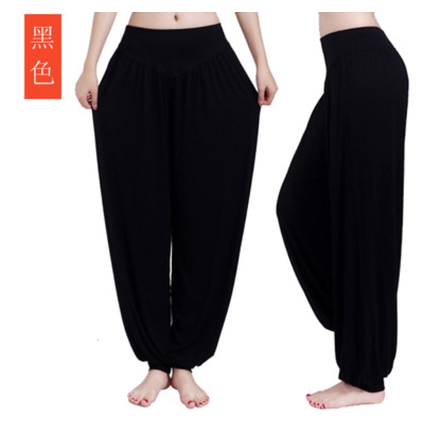 Naisten rennot, suuret modaali harem-housut, tanssihousut, jooga-asu black 2XL