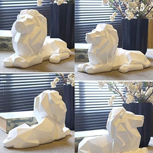 1 stk. løveskulptur ornamenter, geometrisk skulptur harpiksleopard