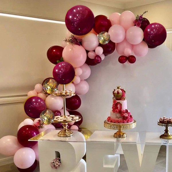 117 kpl Burgundy Pink Balloon Arch Garland Kit, Burgundy Pink Gold