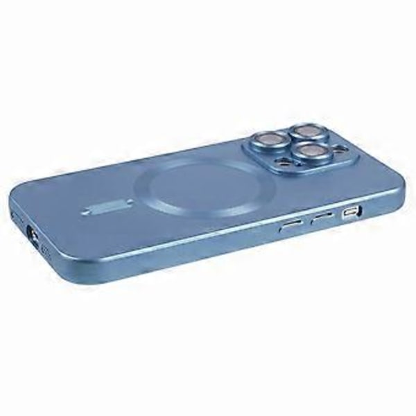 För iPhone 15 Pro TPU Skal Kompatibelt med MagSafe Gummibelagt Mobilskal med Linsskydd Style D