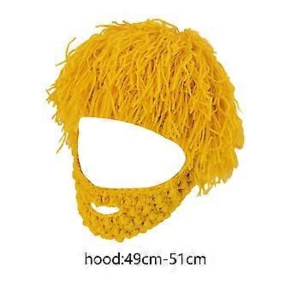 Stickad Mössa Stickad Beanieluva Casual Maskeradrekvisita Män Kvinnor Varm Huvudbonad Vinter Luddig Vintermössa för Semester Snowboardåkning (Gurkmeja L)