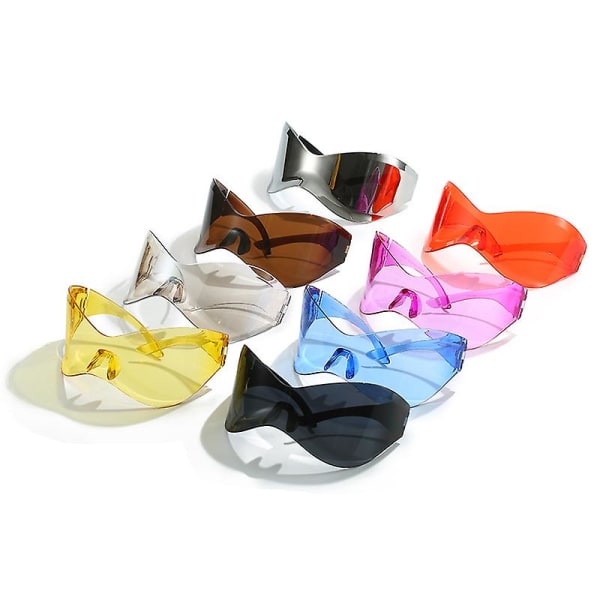 Y2k Wrap Around Fashion Sunglasses For Women Men Futuristic One-piece Glasses Mod Party Shield Eyewear.G.