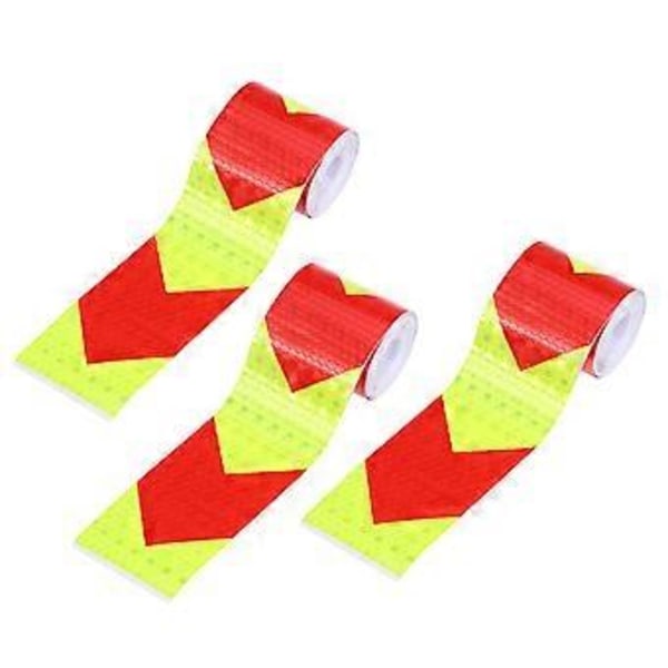 3 st Varningsremsa Gitter Reflekterande Film Fordonsdekal Varningstejp Fluorescerande Säkerhet Natt Synlighet Pil Dekal (Fluorescerande Gul Röd Arr