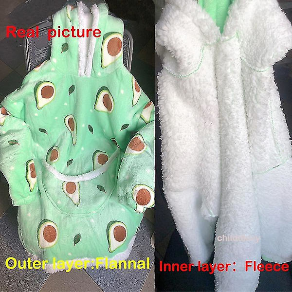 Vinter Sherpa Tæppe Plys Fleece Familie Matchende Hoodie Pige Sweatshirt Avocado Homewear.MenSize.rainbow