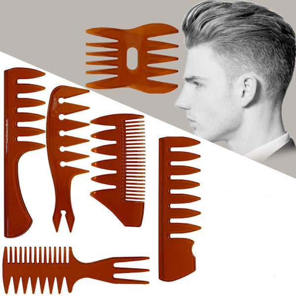 6-pack Quiff Stylingkam för män Professionell frisörborste