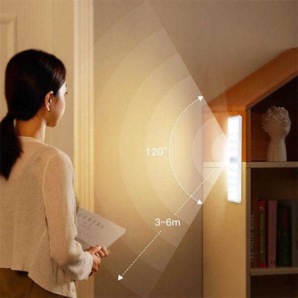 LED-garderobslampa, 20-LED-dimmer USB-laddningsbar rörelsesensor C