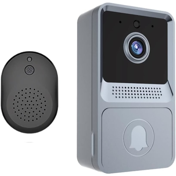 Grå - Trådlös videodörrklocka, Wi-Fi Smart videodörrklocka, Natt