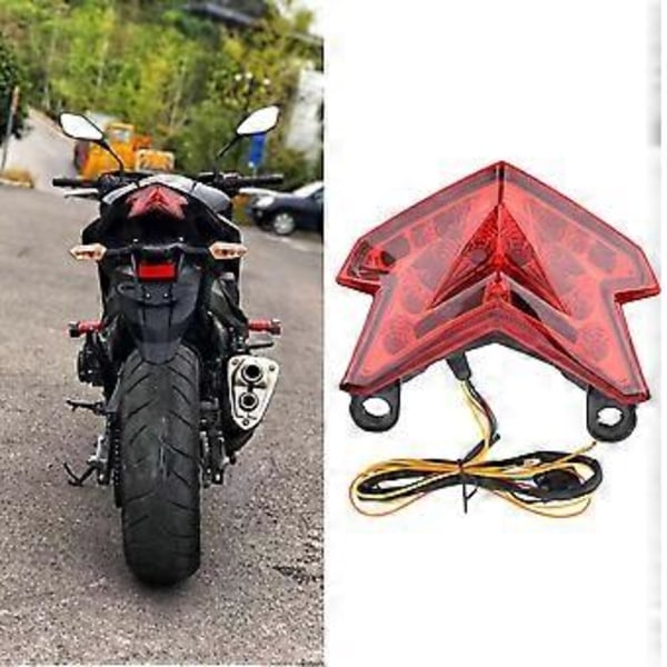 Motorcykel LED Bakljus Broms Blinkers Baklykta för Kawasaki Z800 2013 2014 (Röd)