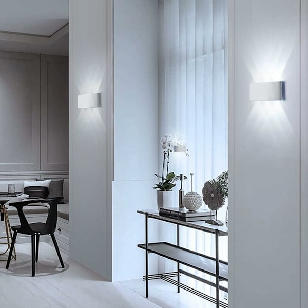 6W LED væglampe, 6000K koldt hvidt lys, IP65 vandtæt væglampe, dekorativt lys til soveværelse, gang, stue, trappe, hotel, bar