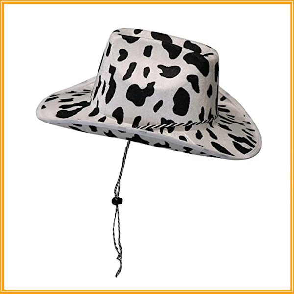 Sjov ko-print cowboyhat, sort-hvid unisex hat