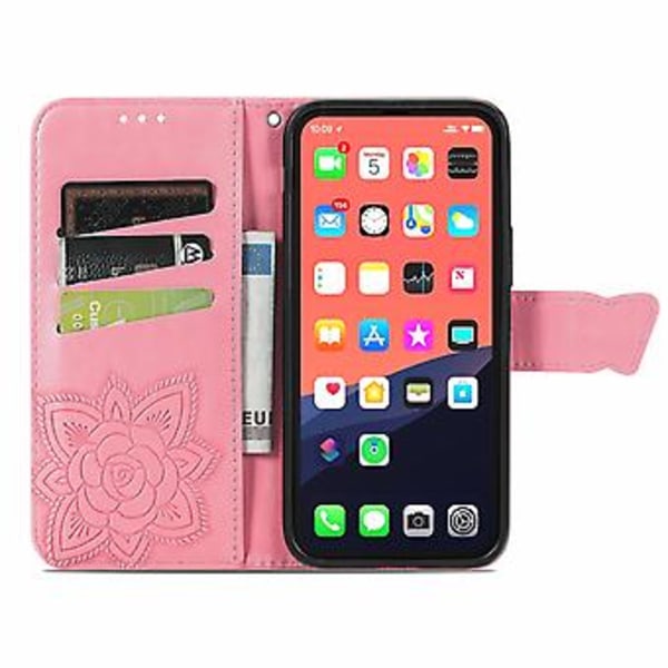 Fjäril Kärlek Blomma Läderfodral För iPhone 13 mini Pink