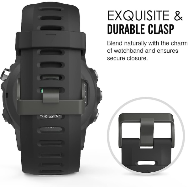 Band för Garmin Fenix 3/fenix 5x Mjukt Silikonband Passar Garmin Fenix 6x/fenix 6x Pro/fenix 3/fenix 3 Hr/fenix 5x/5x Plus 26mm.Fenix 6X eller 6XPRO.Svart
