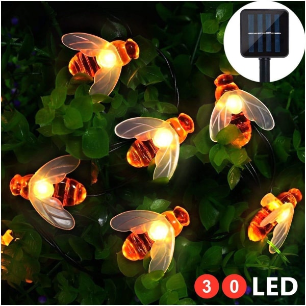Ulkoilma Solar-valoköynnös, 30 LED 7M 8 Tilaa Vedenkestävä Solar Firefly Ulkokoristevalo Puutarhaan Patioon Aitaan Pihalle Kotiin Juhliin Jouluun Lämmin (Lämmin Valkoinen)