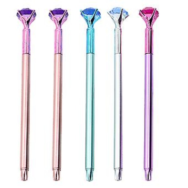 5 st Svarta Refill Gelpennor Diamantdesign Skrivpenna Kontorsmaterial Penna För Student
