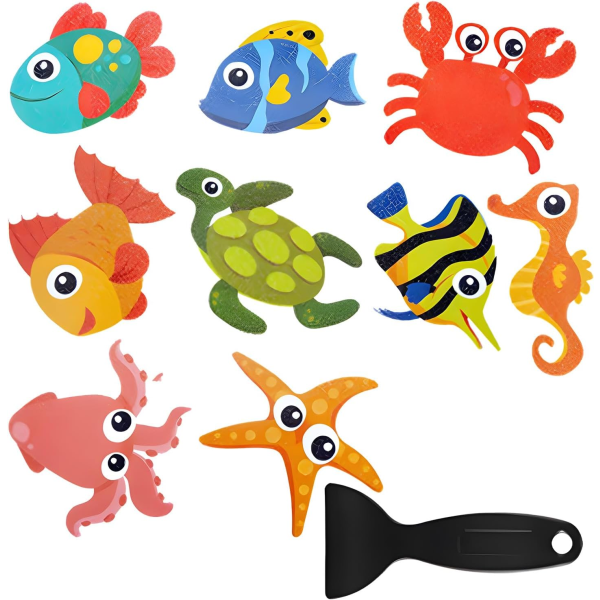 Fish Non-Slip Badekar Stickers - Adhesive Kids Anti-Slip Safety T