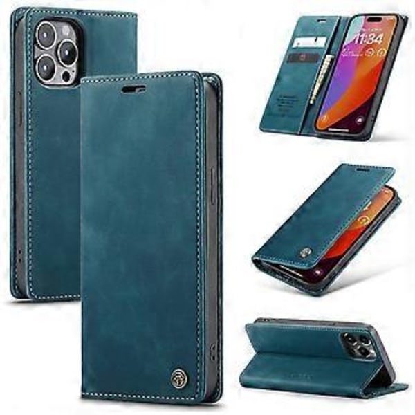 CASEME 013 Serie Til iPhone 16 Pro Etui Kortholder Stativ Læder Telefon Cover Style D