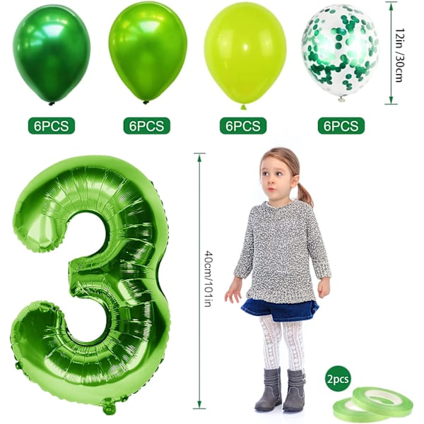 4 års födelsedag Dino-ballonger, 100 cm 4 gigantiska nummerfolieballonger