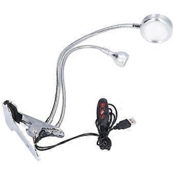 Klype Skrivebordslampe 10 Gir Justerbar LED Dobbel Hodet Svanehals Bordlampe Leselampe for Soverom
