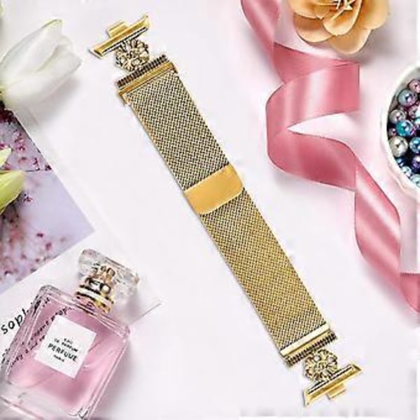 For Xiaomi Smart Band 8 Pro Milanese Armbånd Blomst Rustfritt Stål Magnetisk Mesh Klokkereim Style A