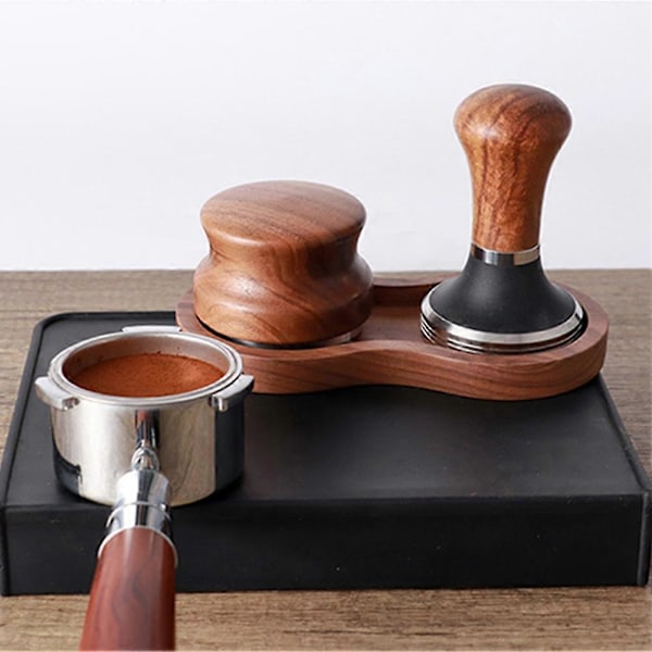 Ny kaffepresshållare i massivt trä, espressopresshållare, pulverfördelare, kaffemaskinsunderlag lämpligt för 51/53/58mm