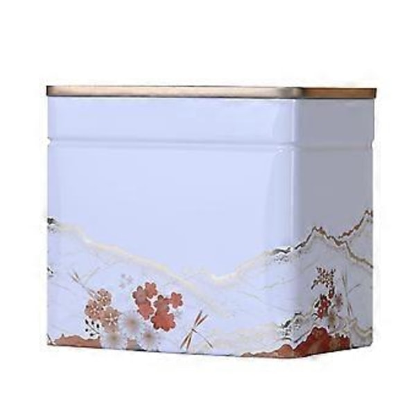 Elegant Te-förvaringsburk Hållbar Metallbehållare för Örtförvaring Löst Te Kaffe Förvaringsbehållare Metall Te-låda Burk liten Vit White small