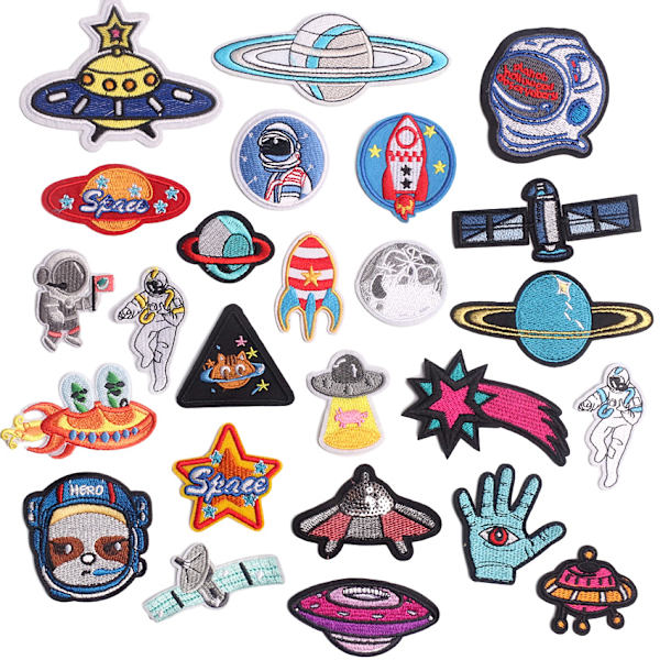 25 Blå Astronaut Planet UFO Jern Patches, Blandet Syning Patch