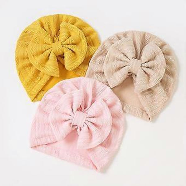 Stickade mössor för spädbarn med rosett, bekväm stretchig babymössa, unisex, stilfull för pojkar och flickor, ålder 0-24 månader, grön Green