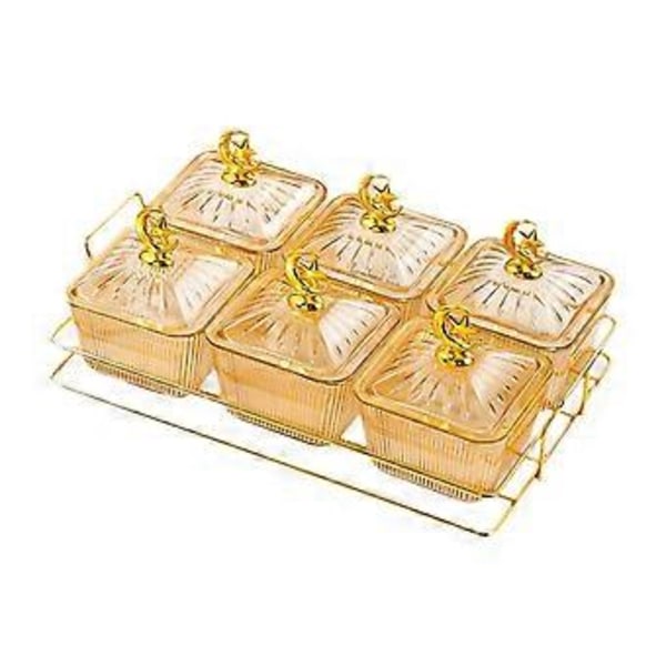 Torkad Frukt Snacks Serveringsfat Aptitretare Serveringsbricka Nordisk Nötbricka Uppdelad Serveringsplatta för Fest Aptitretare Krydda (6 Skål Brun) 6 Bowl Brown