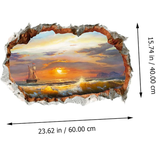 Strandlandskap Väggdekal 3D Dekaler 3D Väggdekaler Tapet
