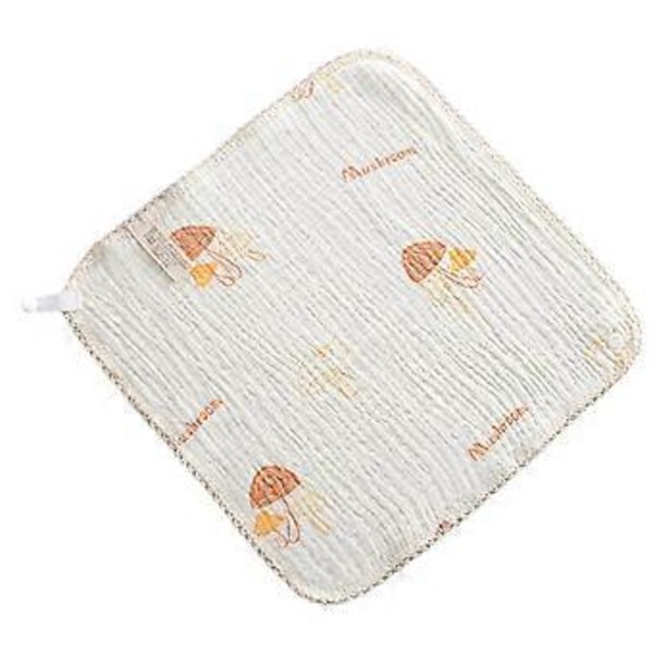 Nyfödda Haklapp Absorberande Babyhaklappar Bomull Justerbar Tryckknapp Rapduk för Bebisar Tandsprickning Tryckt Rapduk small mushroom brown