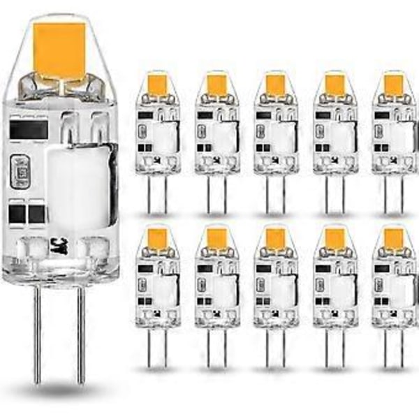 Nirvana g4 LED-lampor, 2W COB LED-lampor ersätter 20W halogenlampor, G4 LED-lampor 3000K varmvit 160LM 12V AC/DC, flimmerfritt, ej dimbara, 10-pack