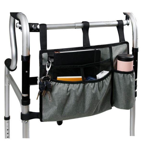 Gåväska med mugghållare, grå vattentålig rullstolspåse