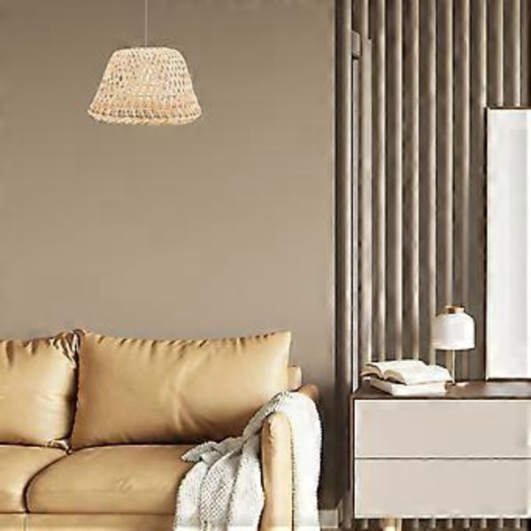 Liten Lampskärm Bambuvävning Retrostil Lampskärm Tunnformad Lampskärm