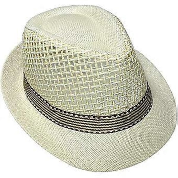 Panama Fedora Stråhat Udendørs Sports Trilby Jazz Manhattan Cosplay Rejse Ferie Kasket, Beige
