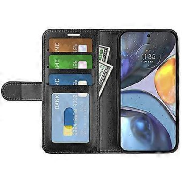 Til Motorola Moto G22 Wallet Telefon Cover Magnetisk Lukning PU Læder Folio Flip Stand Cover