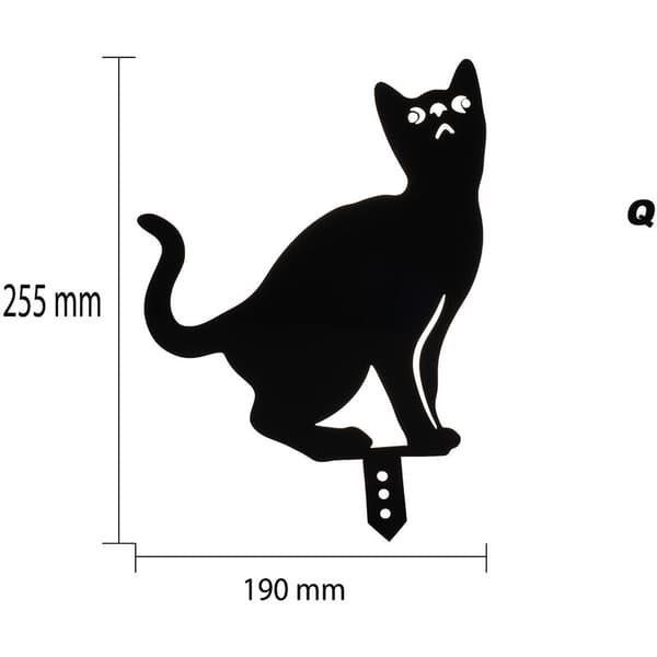 Metal Kattehavepæl, Sort Kat Silhuet Pæl, Metal Kat Have