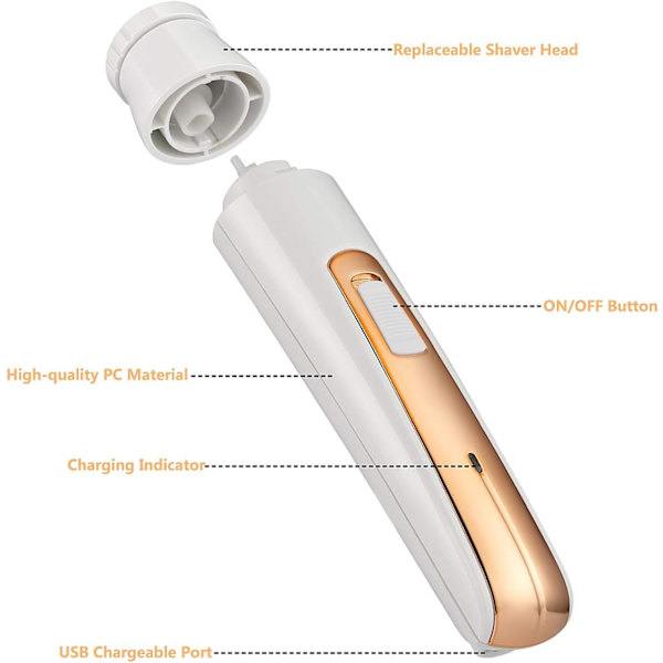 Guld - 4 i 1 Elektrisk Barbermaskine til Kvinder, USB Genopladelig, 1 stk. F
