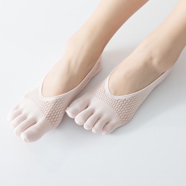 Hvide-kvinder fødder sokker fem fingre Blød åndbar lavt skåret ankel