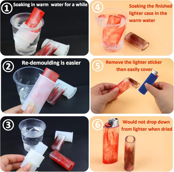 4 stk. Lighter Harpiksformer, Lighter Etui Former Epoxy Harpiks Lighter
