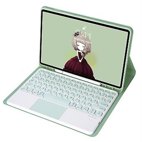 Tangentbord + Läder För Samsung Galaxy Tab A8 10.5 2021 Mörkgrön Light green