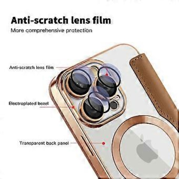 Magnetiskt fodral med kortfack och RFID-skydd i läder för iPhone 16 Pro Max Style E