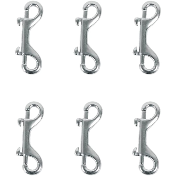 6 stk Dobbel Endeklips Haken Bolt Snap Dobbel Nikkelbelagt Sink
