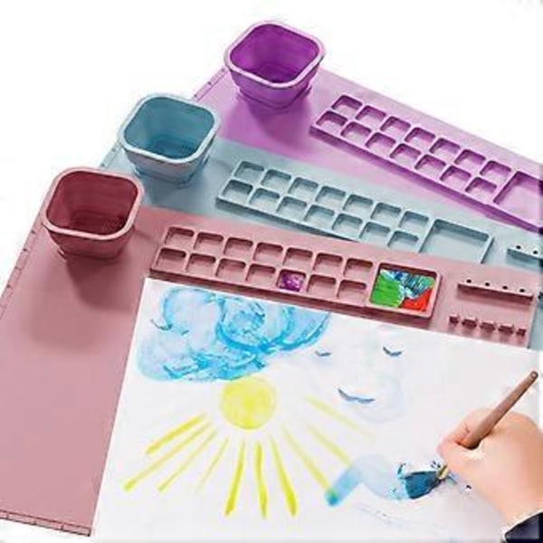 Silikone Hobby Måtte til Børns Kunstneriske Kreationer, Multifunktionel Hobbyunderlag til Kunstmaling, DIY Ler Projekter, Kunstnerisk Kreation - Pink Pink